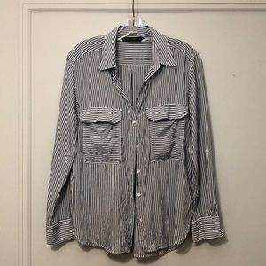 Zara striped button down blouse